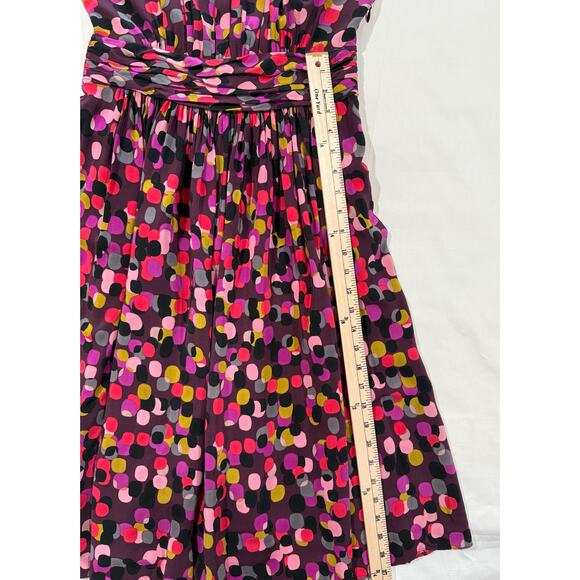 Boden Selina Polka Dot Dress Wine & Pink Multi Color Size 6L (076) - Picture 10 of 12